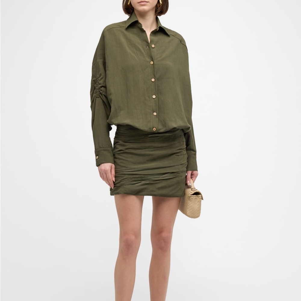 Vivie Gathered Mini Shirtdress
JBQ NWT. Xs